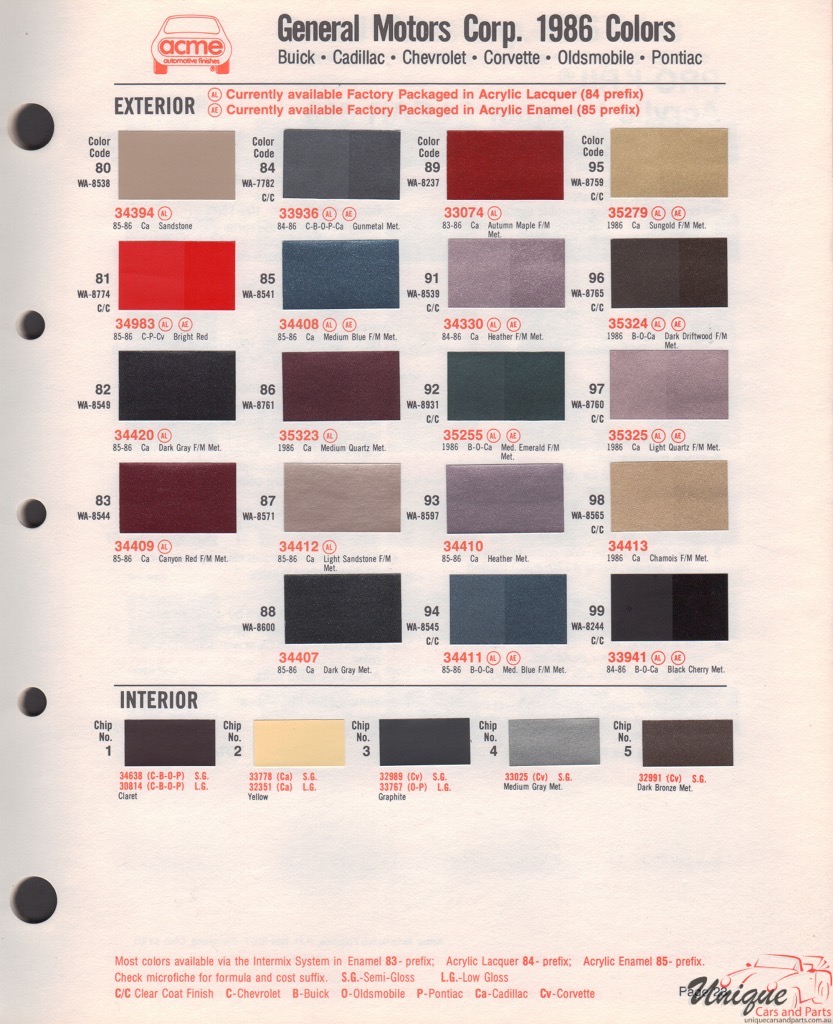 1986 General Motors Paint Charts Acme 3